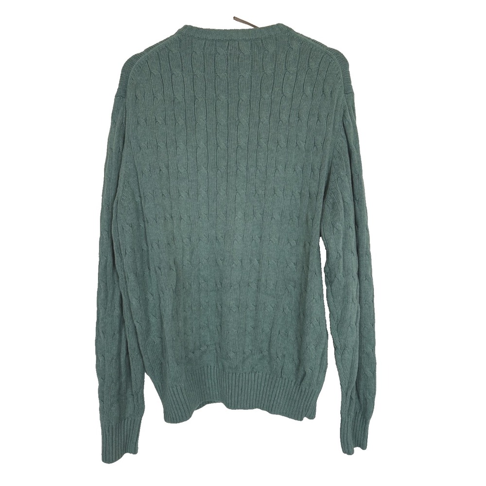 Jos A Bank Executive Collection Green Cable Knit Cotton Sweater M Classic Preppy - Picture 3 of 7